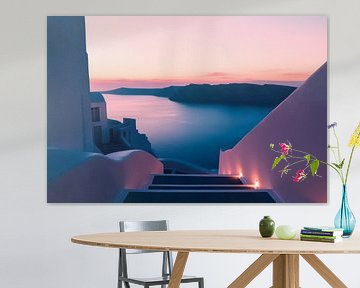Staircase view of the ocean at sunset by Poster Art Shop