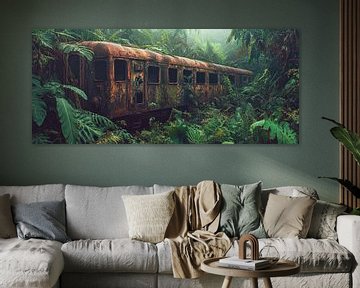 Vergeten trein in de jungle van Poster Art Shop