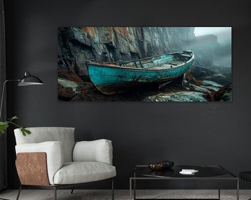 Abandoned boat on the coast by Poster Art Shop