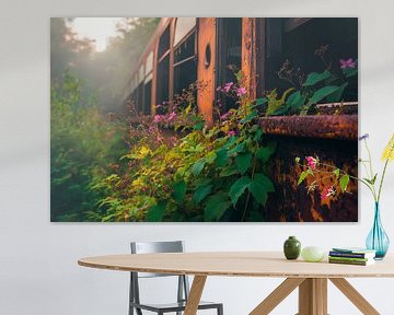 Abandoned train with wild greenery by Poster Art Shop