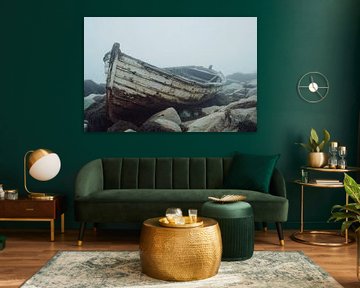 Abandoned boat in the fog by Poster Art Shop