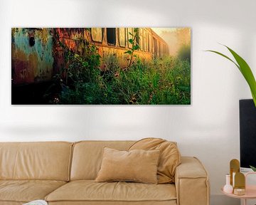 Train rouillé dans les hautes herbes sur Poster Art Shop