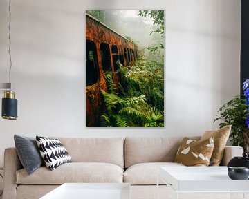Roestige trein in de jungle - Mystiek van Poster Art Shop