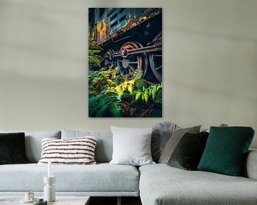 Verroeste rails in de natuur van Poster Art Shop