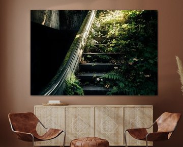Verlaten trap met planten van Poster Art Shop