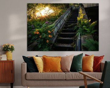 Verlaten trap op het platteland van Poster Art Shop