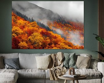 Autumn landscape with fog by Poster Art Shop