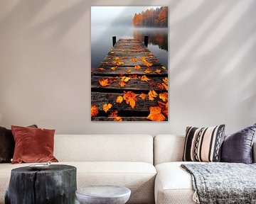 Autumnal wooden plank by the lake by Poster Art Shop