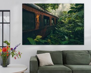 Verlaten trein in de jungle van Poster Art Shop