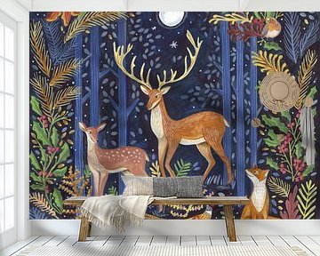 Waldtiere im Donnerwald bei Mondlicht von Caroline Bonne Müller