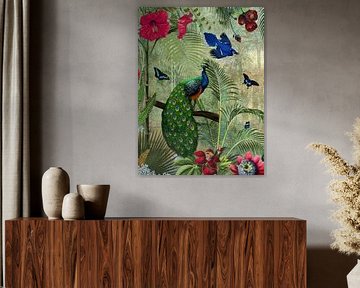 Exotic peacock Tropical mystical garden by Floral Abstractions