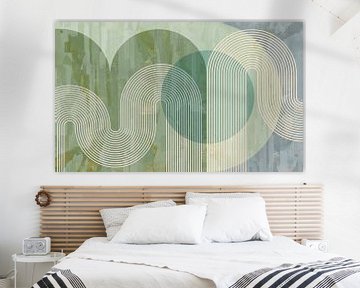 Scandinavia Abstraction Green Cream by Mad Dog Art