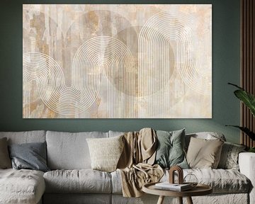 Scandinavië Abstractie Goud Crème Beige van Mad Dog Art