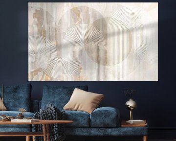 Scandinavië Abstractie Goud Crème Taupe van Mad Dog Art