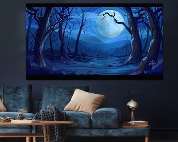 Nuit sous la pleine lune - Halloween Art" ;