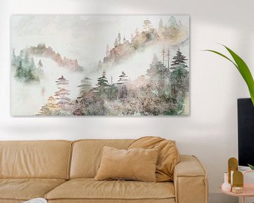 Fantasy forest in the fog