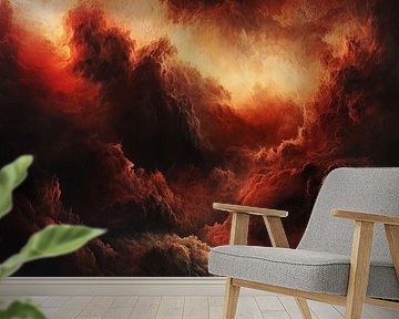 Dunkler Himmel mit feurigen Elementen