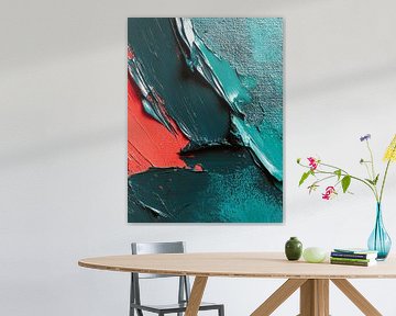 Structuurkleuren in turquoise en rood