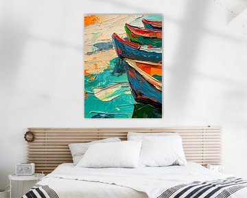 Abstract boats in vibrant colours by artefacti