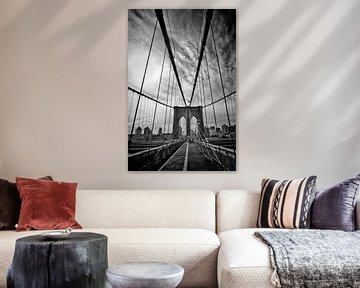 NYC Pont de Brooklyn | Monochrome sur Melanie Viola