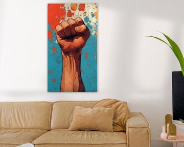 "Poing de pouvoir : symbole de résistance" ;