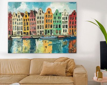 Zicht op Amsterdam van Abstract Schilderij