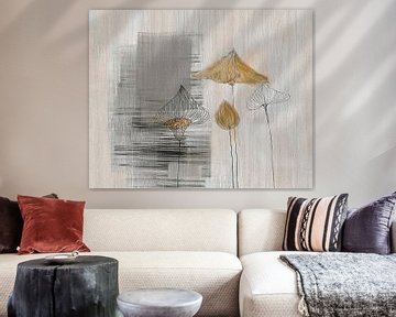 Japandi  schilderij. Herfst in structuren. Mixed Media van Studio Pieternel