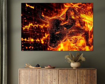 Stier uit digitale gegevens - Dynamisch van Poster Art Shop