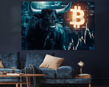 Stier en Bitcoin grafiek - Financiële markt van Poster Art Shop
