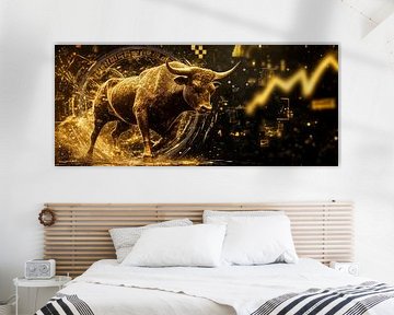 Stier in een goudkoorts - Dynamiek van de financiële markt van Poster Art Shop