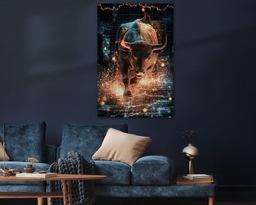 Stier in de digitale markt - Dynamisch van Poster Art Shop