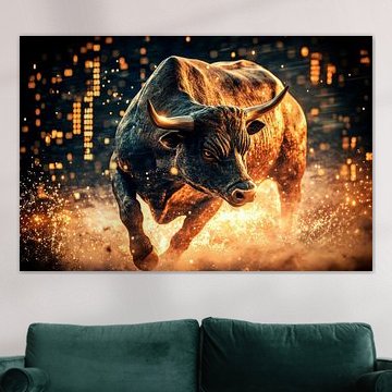 Bull in dynamic movement - Digital by Poster Art Shop
