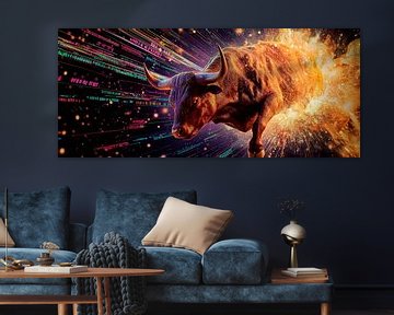 Stier in explosieve beweging - Digitaal van Poster Art Shop