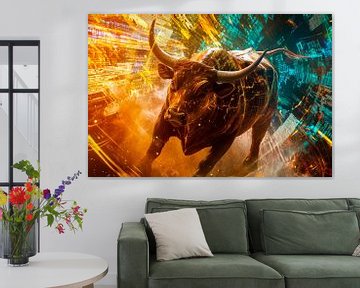 Stier in dynamische vertegenwoordiging van Poster Art Shop