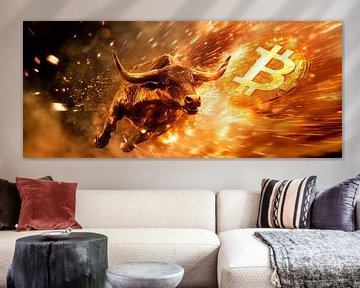 Bull with Bitcoin logo - Finanzwunder by Poster Art Shop