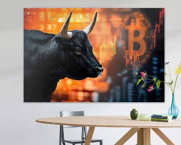 Stier en Bitcoin - dynamiek van de financiële markt van Poster Art Shop