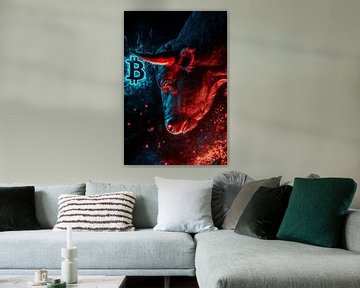 Bull with Bitcoin symbol - Dynamic by Poster Art Shop