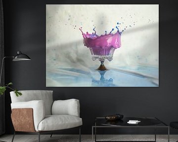 Happy splash (photographie de splash dans de jolies couleurs rose, lilas et bleu) sur Birgitte Bergman