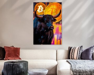 Stier en prijsstijging Bitcoin van Poster Art Shop