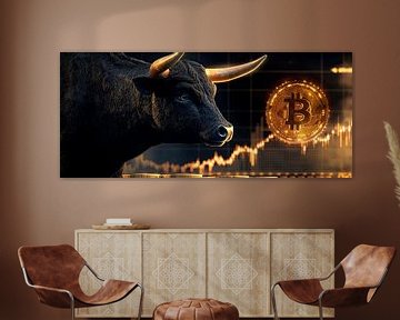 Stier en Bitcoin grafiek - financiële symboliek van Poster Art Shop