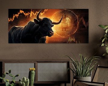 Stier en Bitcoin - motief voor de financiële markt van Poster Art Shop