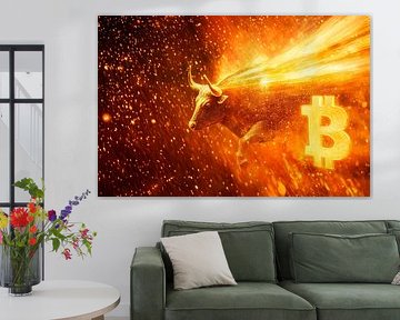 Bulle und Bitcoin im Glanz – Dynamisch von Poster Art Shop