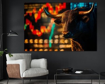 Bulle vor Aktiencharts – Dynamisch von Poster Art Shop
