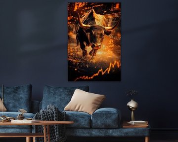 Bulle vor Finanzgrafik – Dynamisch von Poster Art Shop