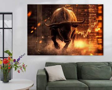 Stier voor beursgrafiek - Dynamisch van Poster Art Shop