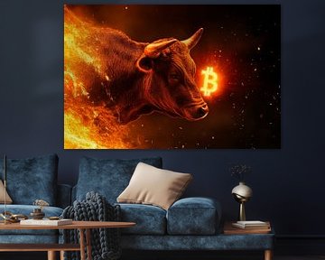 Stierenmarkt met Bitcoin-logo van Poster Art Shop