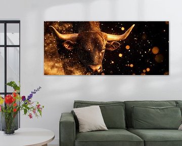 Bull's head with glowing background by Poster Art Shop