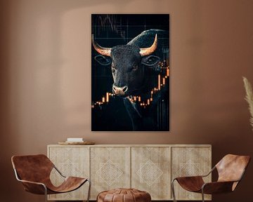 Stierenimitatie met aandelen Grafisch van Poster Art Shop
