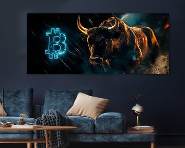 Stiermarkt en Bitcoin-symbool van Poster Art Shop