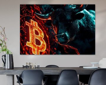 Bullenmarkt und Bitcoin – Digitales Kunstwerk von Poster Art Shop
